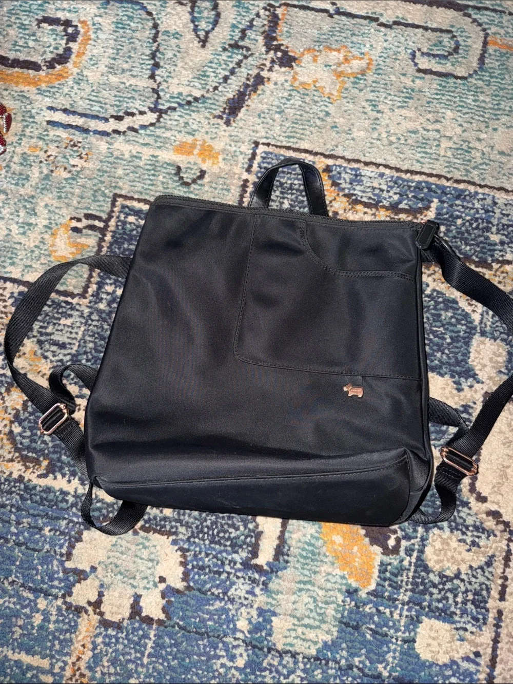 RADLEY LONDON Black Men's Nylon Backpack with Rose Gold Accent
